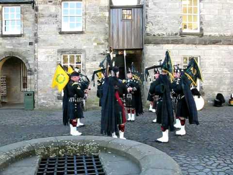 Militarty Bagpipers In Stirling Castle Scotland