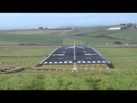 What A Spectacular Landing!! Flybe SAAB 340 Landing At Kirkwall Airport, Orkney