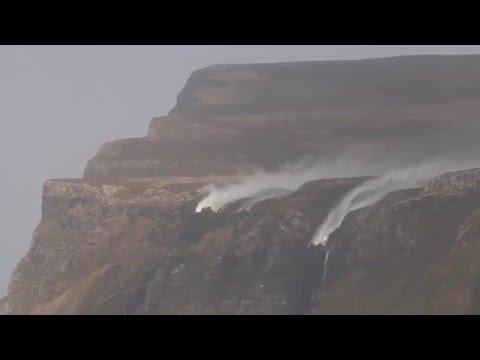 Waterfall Doubles Back, Isle Of Mull, Storm Henry