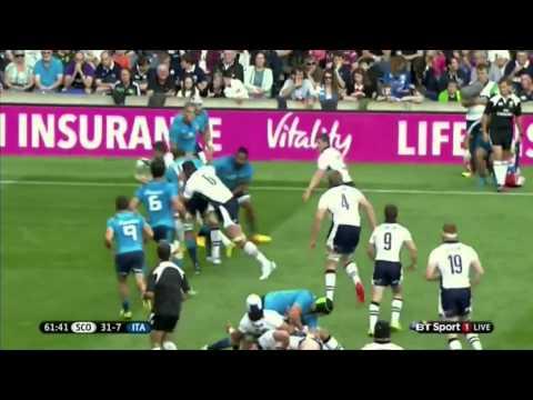 Highlights Of Scotland's 48-7 Victory Over Italy At BT Murrayfield.