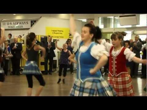 Glasgow Airport Highland Dancing Flash Mob By SOHDA Celebrating Best Of Scotland Event