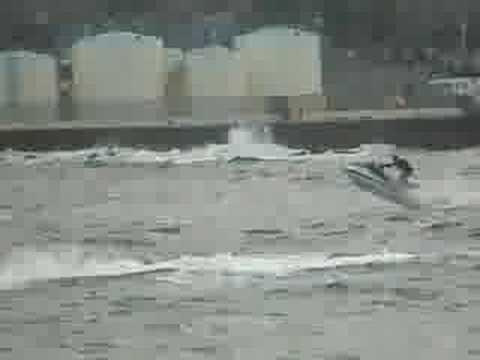 Wave Jumping Jetski In Harbour Wick Caithness Part 12