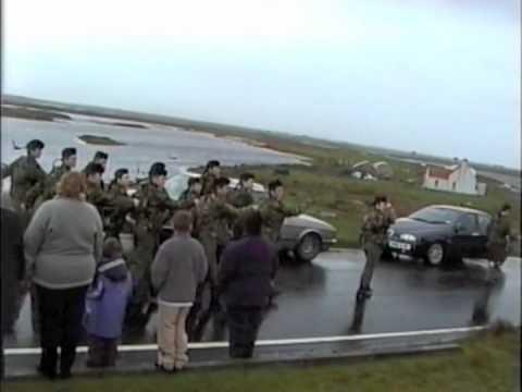 PIPES & DRUMS ON REMEMBRANCE SUNDAY, BENBECULA & SOUTH UIST, SCOTLAND,  2002